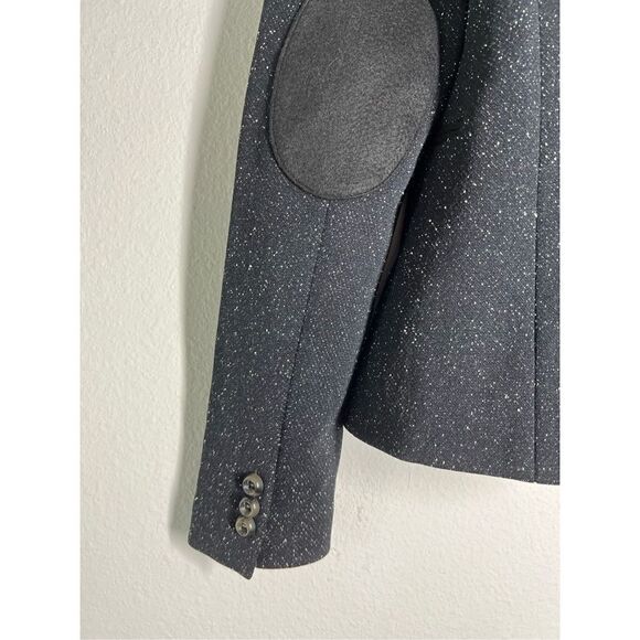 Esprit Black Gray Twill Blazer Suit Size 8 One Button Patches on sleeves - Picture 5 of 16